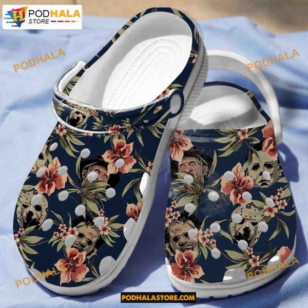 Halloween Floral Horror Villains Top Killer Characters Movie Crocband Clogs Halloween Crocs