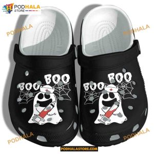 Halloween Ghost Nurse Boo Boo Crocband Clogs Shoes Halloween Crocs