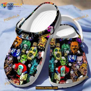 Halloween Horror Character Face Funny Clog Shoes, Halloween Crocs