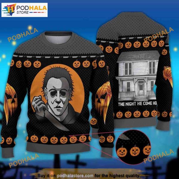 Halloween Michael Myers, Colourful 3D Horror Christmas Sweater