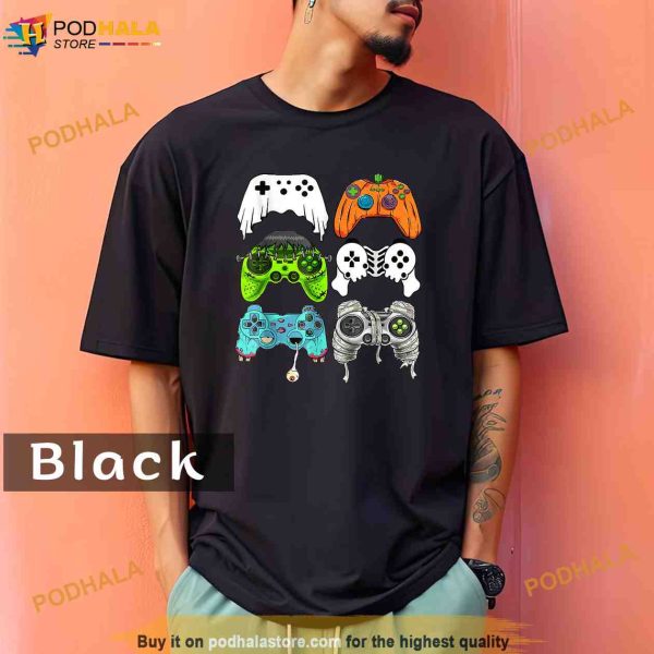 Halloween Skeleton Zombie Gaming Controllers Mummy Game Boys Comfort Colors Shirt