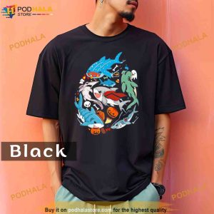 Halloween sharks Comfort Colors Shirt 2