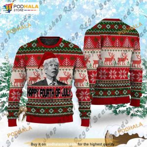 Happy 4th July, Santa Joe Biden 3D Funny Xmas Sweaters