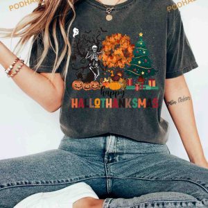 Happy Hallothanksmas Comfort Colors Shirt Winter Clothing Halloween Tee 3