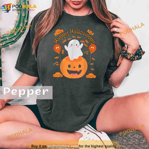 Happy Halloween y Cute Boys and Girls Costume as a Ghost Comfort Colors Shirt