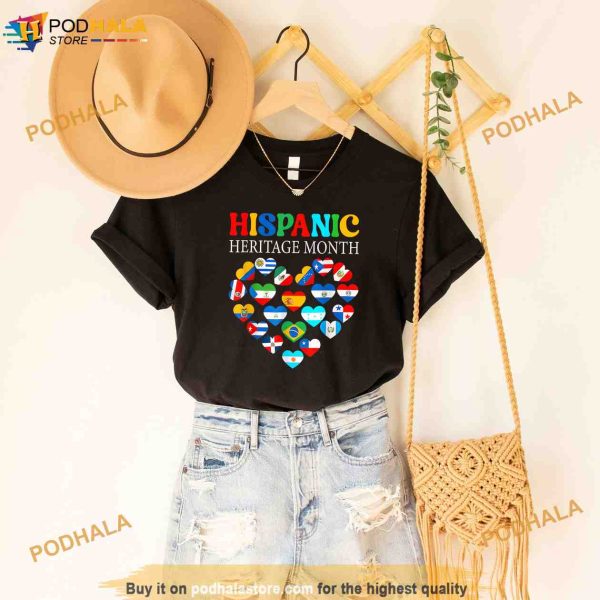 Happy National Hispanic Heritage Month All Countries Heart Shirt