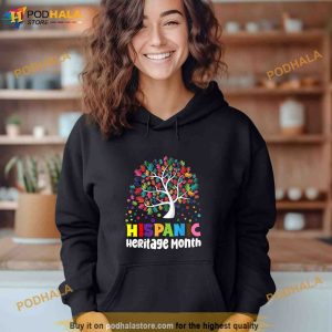 Happy National Hispanic Month All Countries Hand Flag Tree Shirt 2