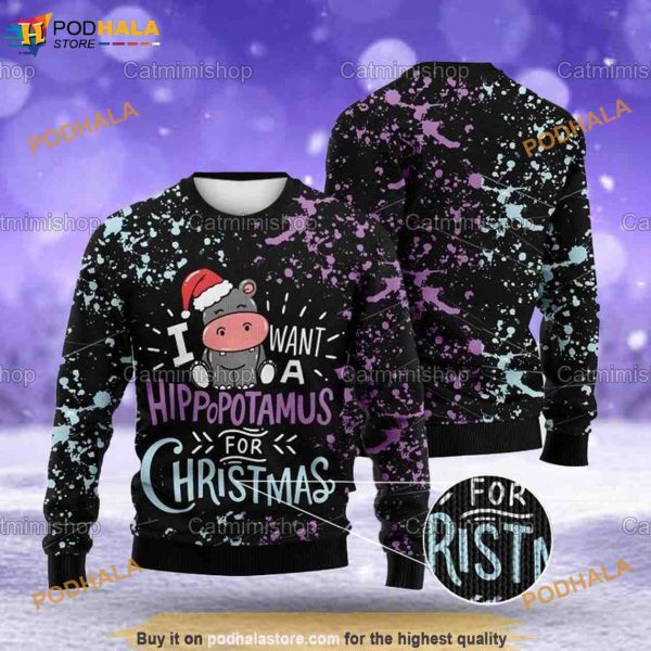 Hippo Hippopotamus For Christmas Ugly Sweater, Christmas Gifts