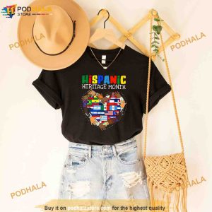 Hispanic Heritage Month All Countries Flag Heart Hands Shirt 2