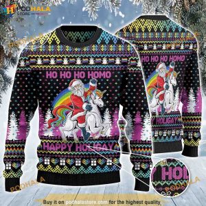 Ho Ho Ho Homo Happy Holigay LGBT Funny Christmas 3D Funny Ugly Sweater