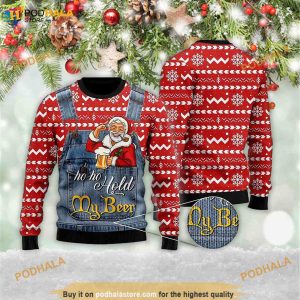 Ho Ho Hold My Beer Santa 3D Christmas Zip 3D Funny Ugly Sweater