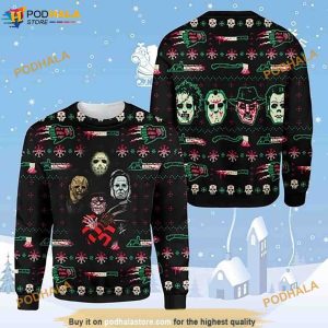 Horror Killer Character Christmas Funny Ugly Sweater, Great Gift For Christmas
