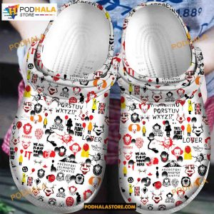 IT Pennywise Horror Movie Pattern Halloween Crocs Clogs, Halloween Gift Ideas