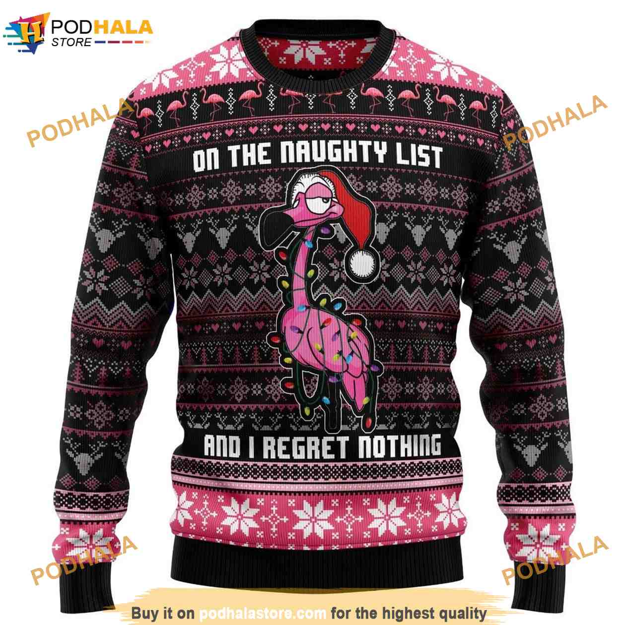 I'm on the Naughty List and I Regret Nothing Knitted Christmas 3D Funny Ugly Sweater I'm on the Naughty List and I Regret Nothing Knitted Christmas 3D Funny Ugly Sweater