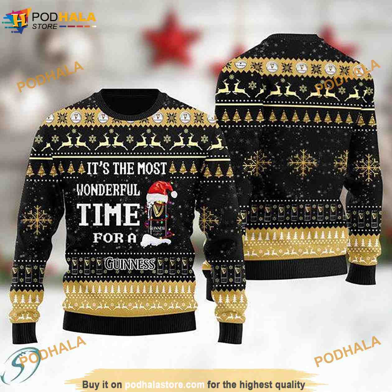 It's the Most Wonderful Time Guinness Beer Christmas 3D Funny Ugly Sweater It's the Most Wonderful Time Guinness Beer Christmas 3D Funny Ugly Sweater