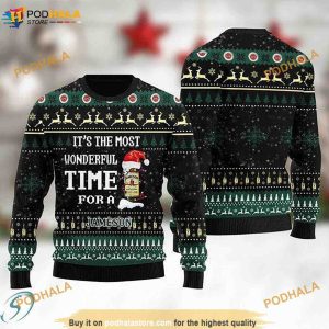 It's the Most Wonderful Time Jameson Xmas 3D Funny Ugly Sweater