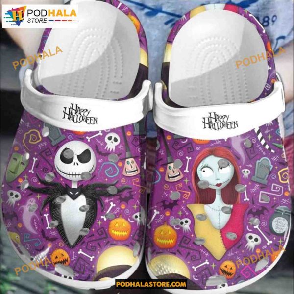 Jack Skellington and Sally Disney Cartoon Adults Clog Shoes Halloween Crocs