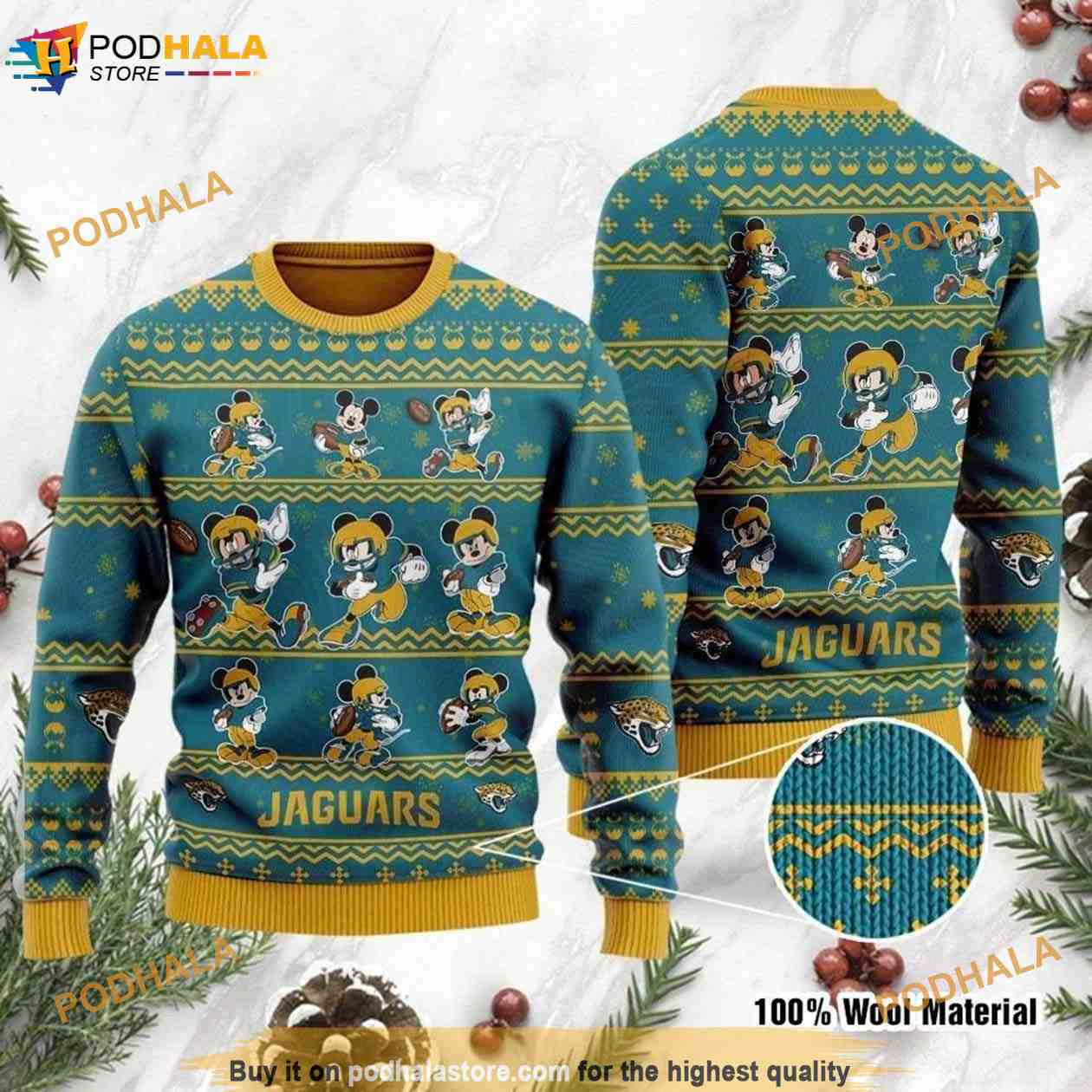 Jacksonville Jaguars HoHoHo Mickey Christmas Ugly Sweater –