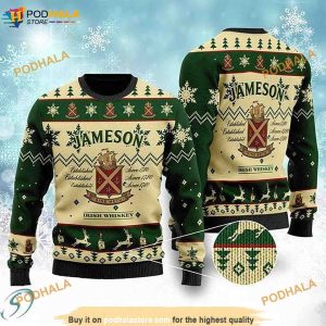 Jameson Irish Whiskey Xmas Funny Ugly Sweater, Christmas 3D Funny Ugly Sweater