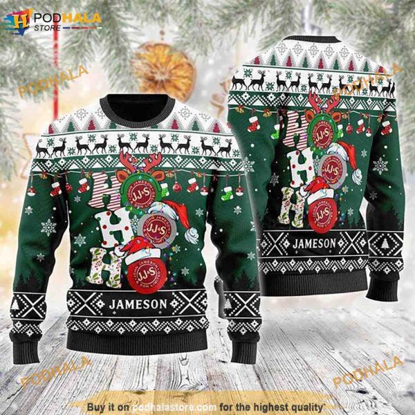 Jameson Whiskey Ho Ho Ho Christmas 3D Funny Ugly Sweater