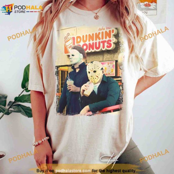 Jason & Micheal Donuts Halloween Comfort Colors Shirt, Horror Movie Night Tee