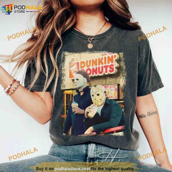 Jason & Micheal Donuts Halloween Comfort Colors Shirt, Horror Movie Night Tee