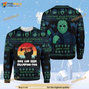 Jason Voorhees Hide And Seek Champion Halloween 3D Funny Ugly Sweater