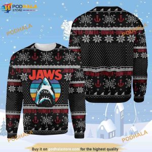 Jaws Horror Shark Vintage 3D Funny Ugly Sweater, Funny Xmas Gifts