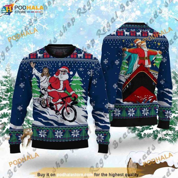 Jesus Santa Jesus Christmas 3D Funny Ugly Sweater, Funny Xmas Gifts