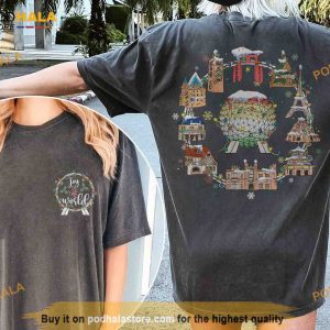 Joy To The World Disney Christmas Comfort Colors Shirt - Epcot Family Group