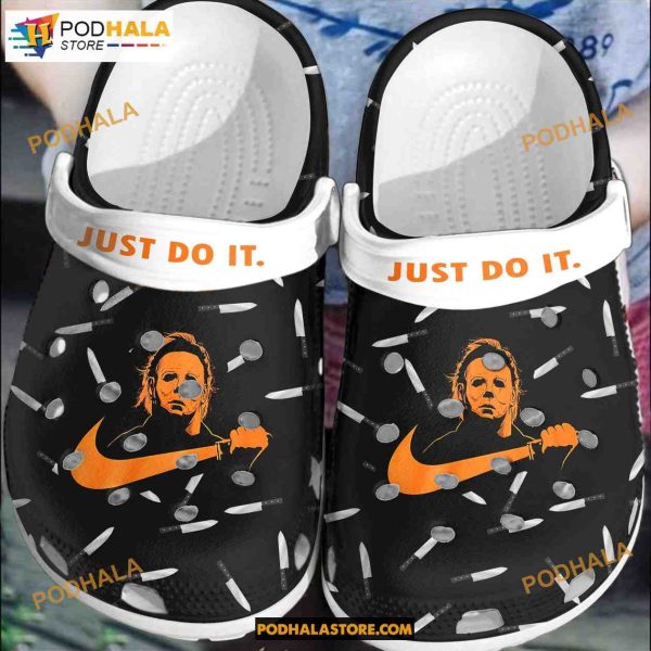 Just Do It Nike Michael Myers Characters Horror Movie Clogs Halloween Crocs
