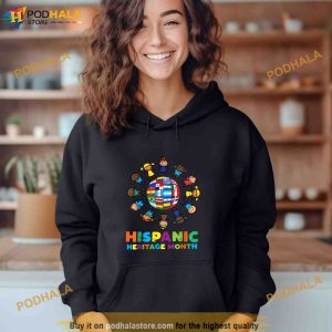 Kids Around Globe Hispanic Flags Heritage Month Boys Girls Shirt