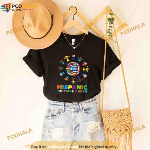 Kids Around Globe Hispanic Flags Heritage Month Boys Girls Shirt 2