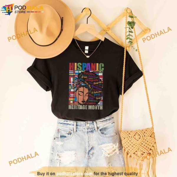 Latina Woman Art Hispanic Heritage Month Latin Country Flags Shirt