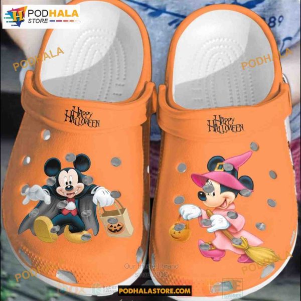 Mickey Mouse And Minnie Mouse Happy Halloween Crocs Clog Shoes, Halloween Gift Ideas