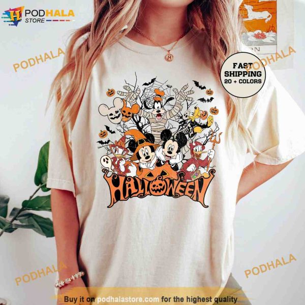 Mickey and Friends Halloween Comfort Colors Shirt, Vintage Disney Shirt