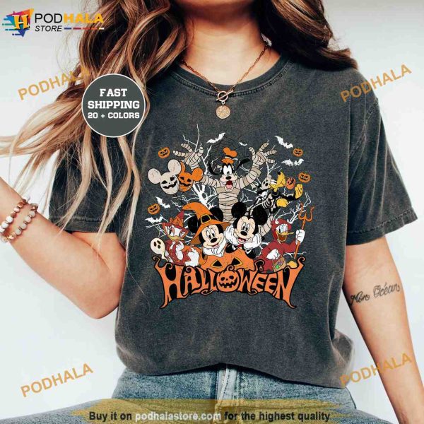 Mickey and Friends Halloween Comfort Colors Shirt, Vintage Disney Shirt