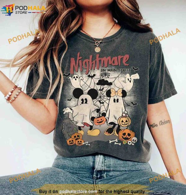 Mickey and Minnie Ghost Halloween Comfort Colors Shirt, Spooky Season Pumpkin Tee