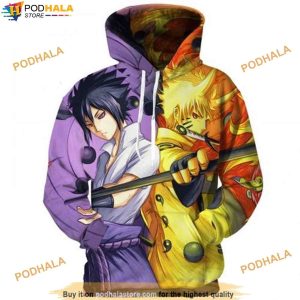 Naruto And Sasuke Anime 3D Hoodie, Gifts For Anime Lovers, Gifts For Naruto Lovers