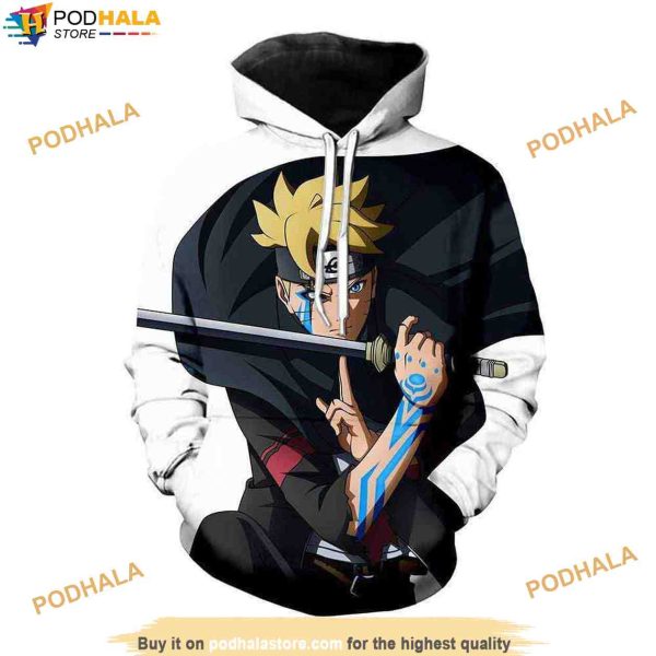 Naruto Boruto Defending Graphic 3D Hoodie, Gifts For Naruto Lovers