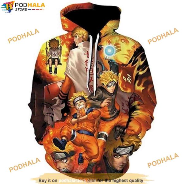 Naruto Characters Anime All Over Printed Custom 3D Hoodie, Gifts For Naruto Lovers
