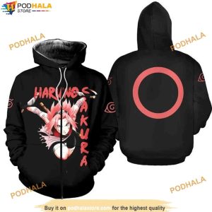 Naruto Haruno Sakura Clan Symbol Naruto Anime Manga 3D Hoodie, Gifts For Naruto Lovers