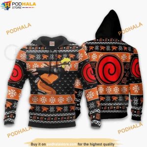 Naruto Running Ugly Christmas Naruto Anime Manga 3D Hoodie, Gifts For Naruto Lovers