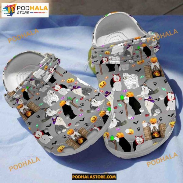 Old English Sheep Dog Halloween Crocs Classic Clogs Shoes, Halloween Gift Ideas