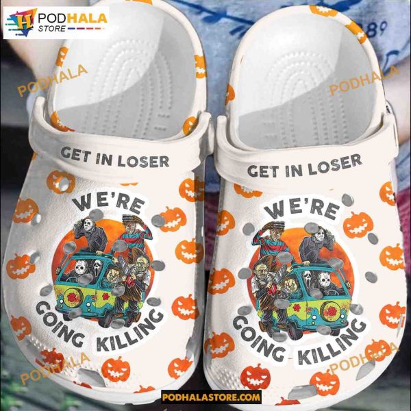 Pumkin Get In Loser Killing Characters On Hippie Van Clogs Halloween Crocs