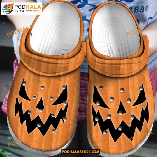 Pumpkin Face Harvest Rubber Crocs Clog Shoes, Halloween Gift Ideas