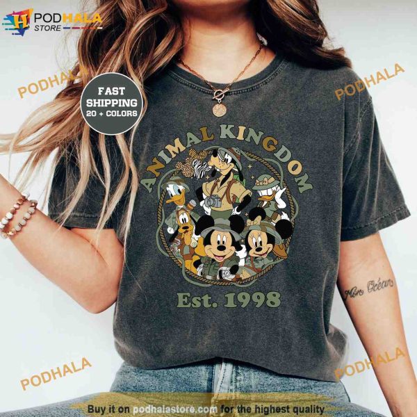Retro Disney Animal Kingdom 1998 Comfort Colors Shirt, Mickey and Friends Safari Shirt