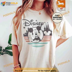 Retro Disney Castle Family Comfort Colors Shirt, Disneyworld Rainbow Shirt