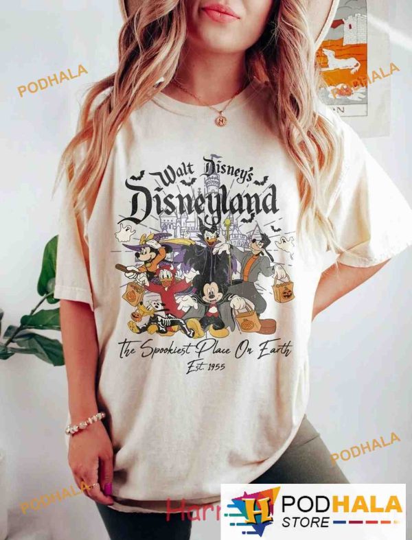 Retro Disneyland Halloween Comfort Colors Shirt, Mickey Friends Halloween Party Tee