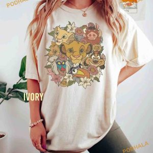 Retro Floral Lion King Comfort Colors Shirt, Disney Timon And Pumbaa Disneyland Tee